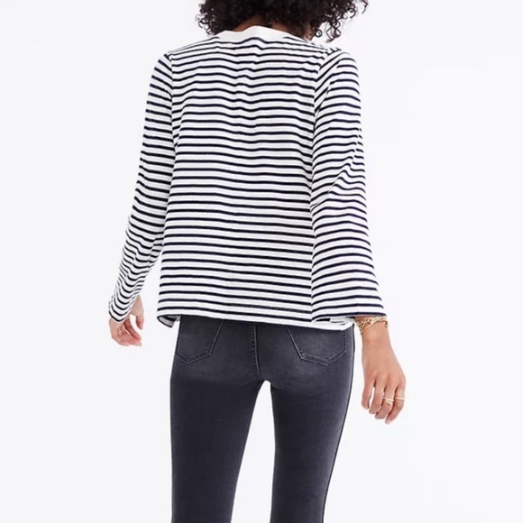 Madewell Blue & White striped Rivet & Thread Bell-Sleeve Tee Size XXS - Picture 2 of 6